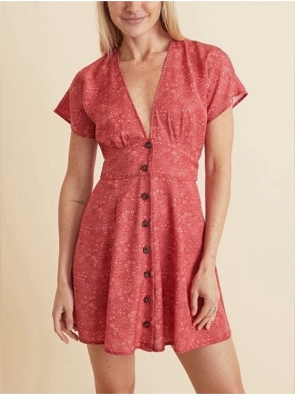 Marine Layer Camila Red Floral Mini Dress XS